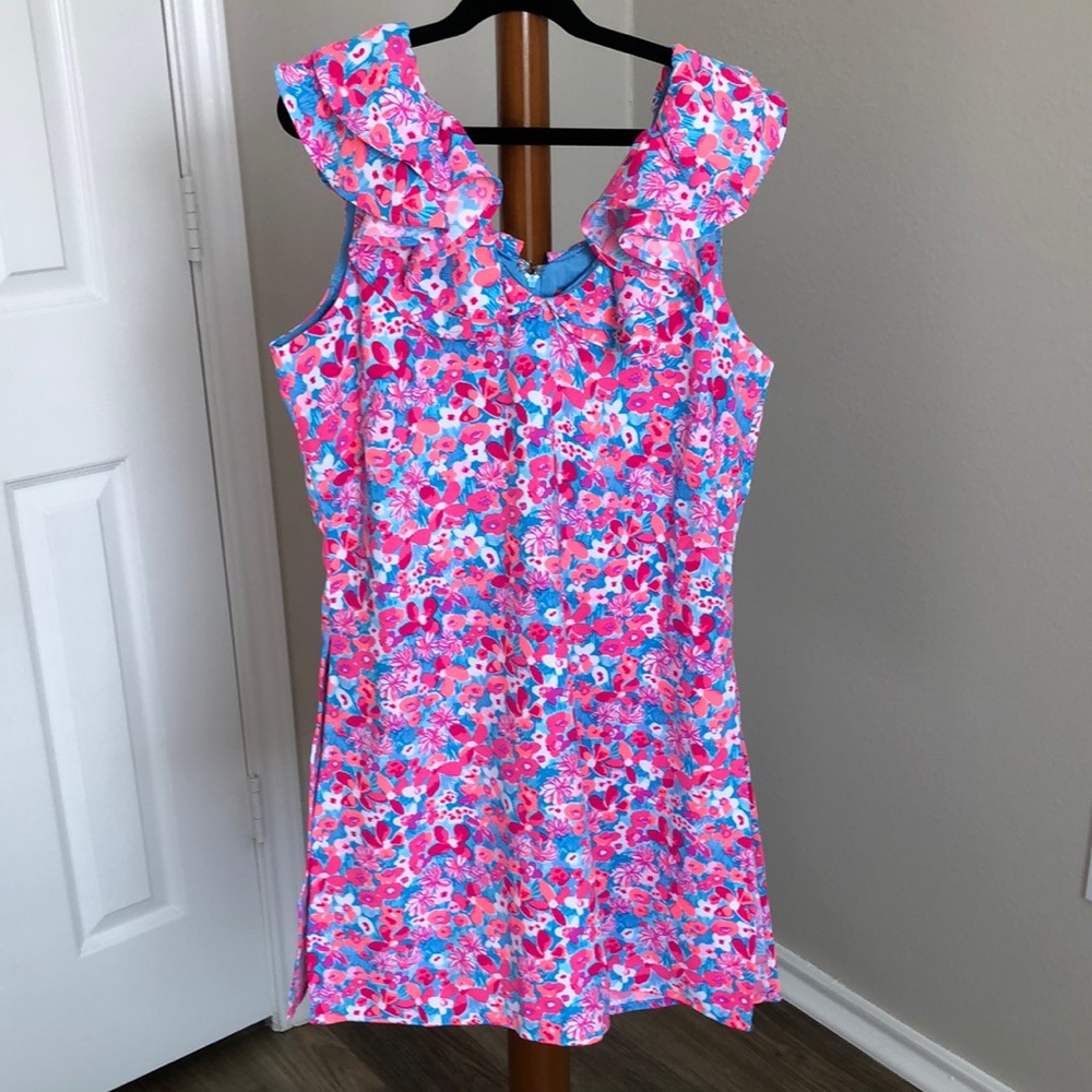 NWT Lilly Pulitzer Linwood Ruffle Romper Aura Pink Baby Bloomer Size 2